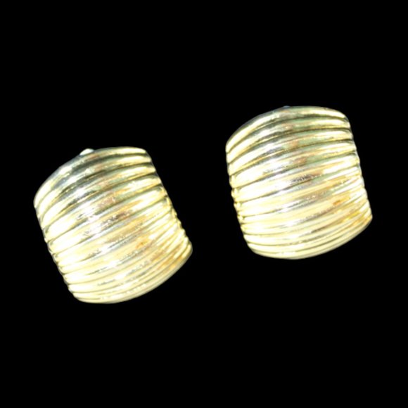 Givenchy Paris New York Vintage Modernist Gold Tone Statement Runway Ear… - Picture 4 of 10